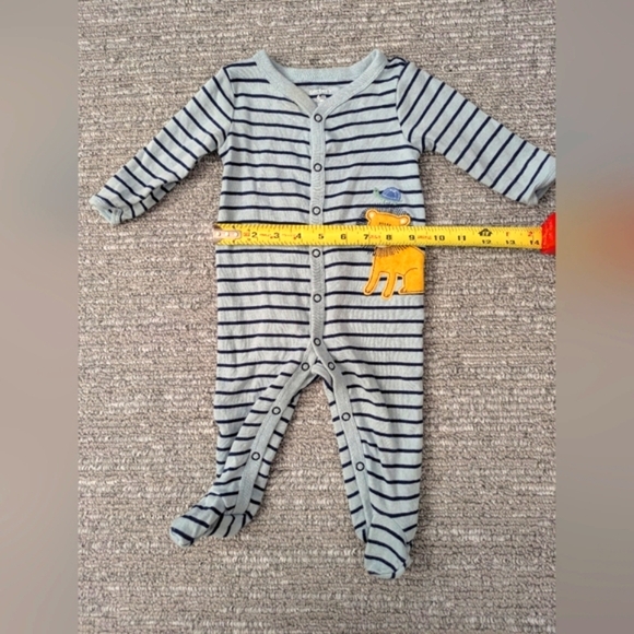 Carter's (Size 6 Months) One Piece Footed Blue Striped Lion Sleepers/Pyjamas - Picture 9 of 12